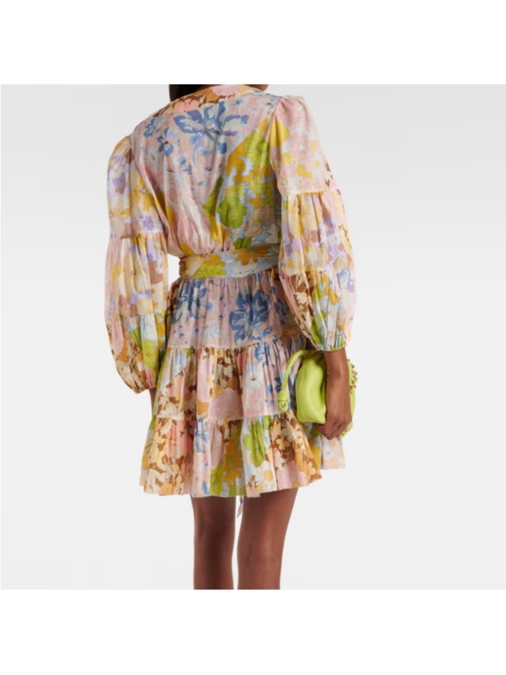 NWOT Zimmermann POP FLORAL LS COTTON WRAP MINI DRESS Size 1(4-6US) - Picture 4 of 12